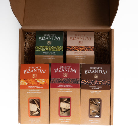 Box Regalo Polvere di Stelle Ravenna con n. 5 confezioni di Biscotti Bizantini 180g